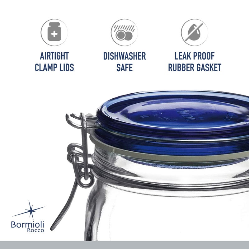 Bormioli Rocco Fido Collection, 6 Pack, 17 Oz. Food Storage Glass Jars, Airtight Rubber Seal & Glass Lid, With Stainless Wire Clamp, Made In Italy. - Image 2